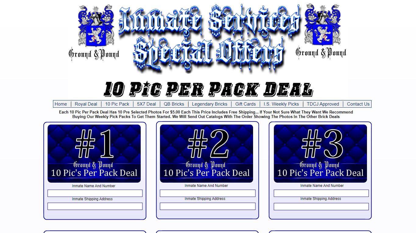 10 Pic's Per Pack Deal - Inmate Services